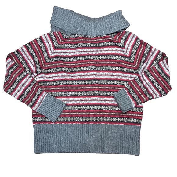 Eddie Bauer Fair Isle Wool Angora Blend Womens Sweater Button Front Cowl Neck XL - Picture 9 of 11